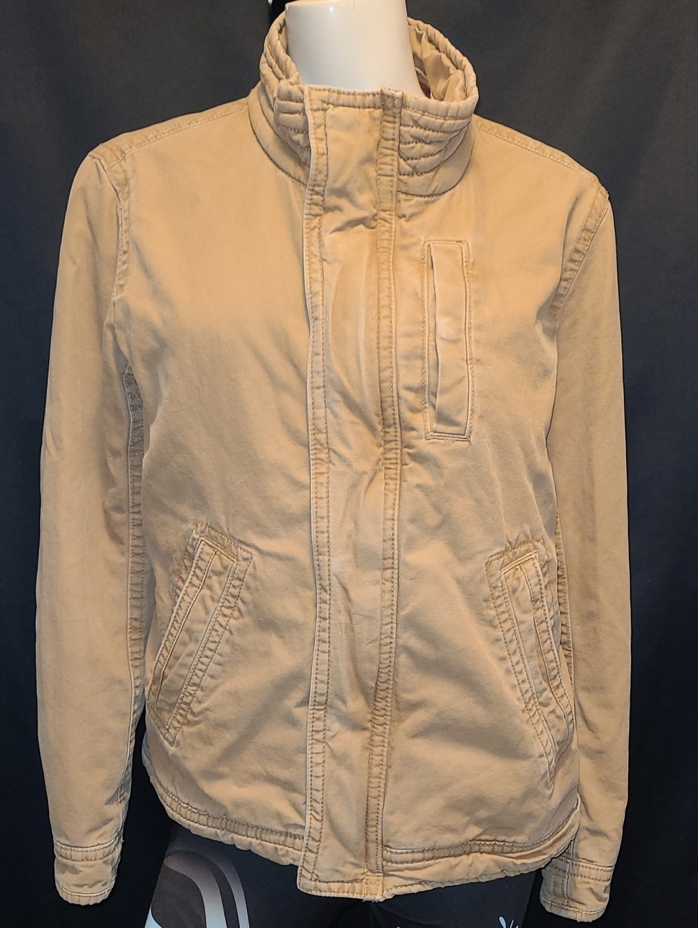 American Eagle Outfitters Tan Lightweight Utility Jacket Distressed